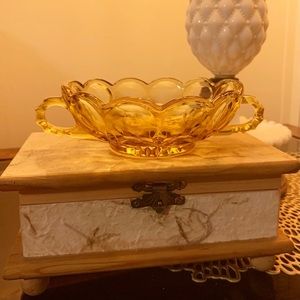 Vintage Amber Glass Trinket Dish